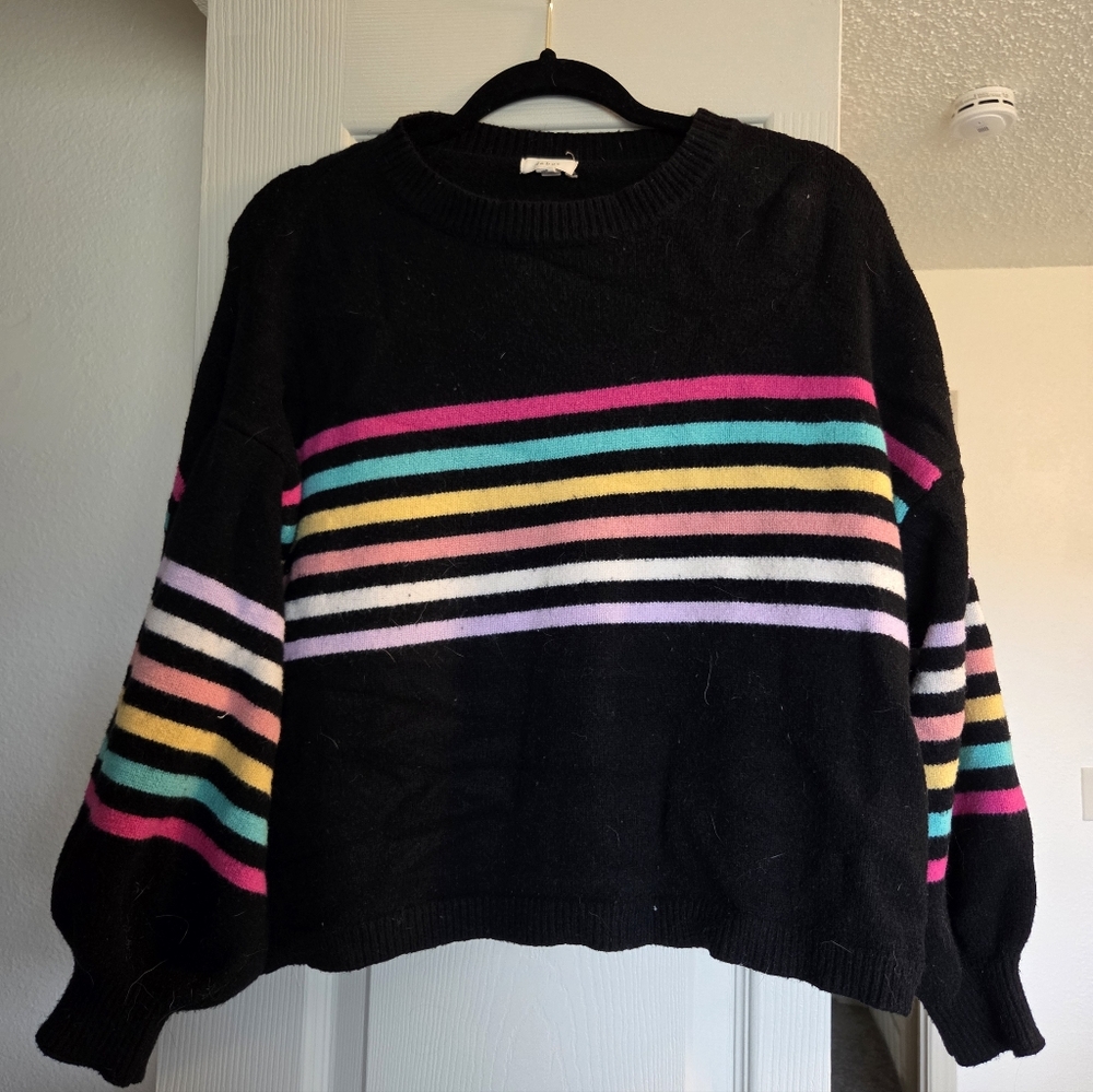 Black W/ Multicolor Striped Sweater